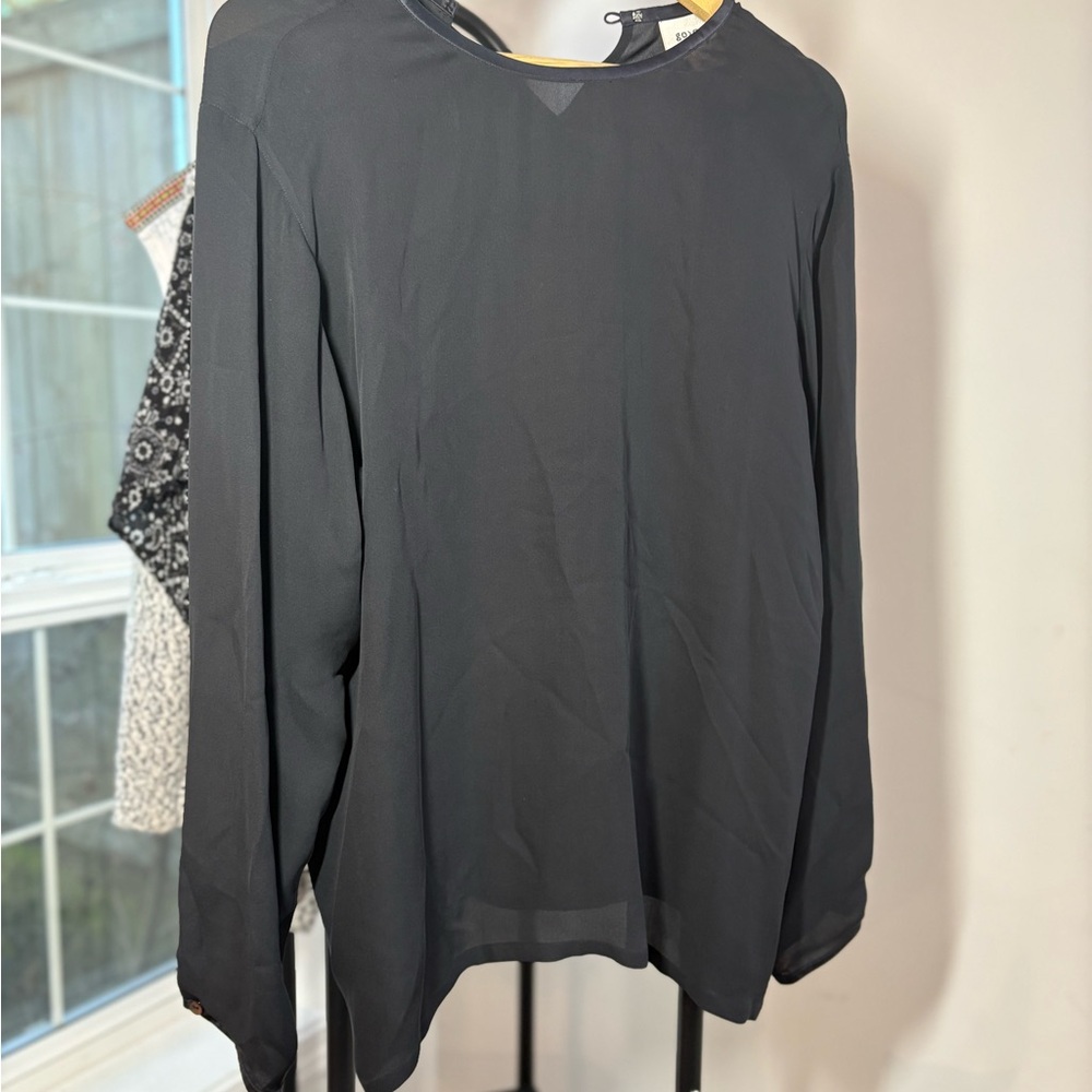 Go Silk 100% Silk Elegant Black Blouse